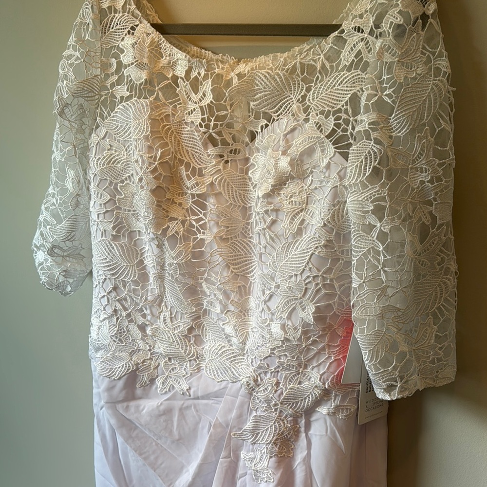 JJs House White Lace Bodice Chiffon Wedding Gown - Picture 7 of 7